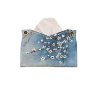 Elegant Pink PU Leather Tissue Box Cover - Decorative Oil Painting Tissue Dispenser Holder for Living Room, Desktop & Office - Stylish Facial Tissue Organizer