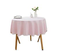 Elegant Pink Round Tablecloth with Lace, Cotton-Linen Blend, Perfect for Weddings, Dining Rooms, Tea Tables, Home Decor - 90cm Diameter