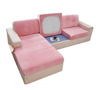 Elegant Pink Stretch Velvet Sofa Cover for 4-Seater Couch Soft & Cushion Slipcover Easy to Clean Perfect for Living Room Decor