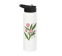 Elegant Pink Tulip Flower Spring Botanical Stainless Steel Insulated Water Bottle