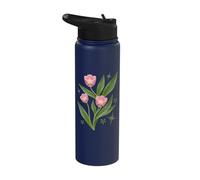 Elegant Pink Tulip Flower Spring Botanical Stainless Steel Insulated Water Bottle