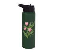 Elegant Pink Tulip Flower Spring Botanical Stainless Steel Insulated Water Bottle