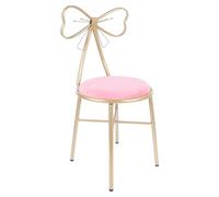 Elegant Pink Velvet Butterfly Backrest Vanity Chair Gold Accent Stool for Dining Kitchen Pub or Home - Stylish Deep Pink Bow Tie Design