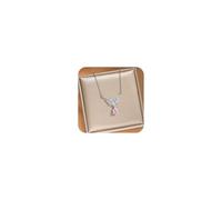 Elegant Pink Zircon Tears Wing Pendant Necklaces for Women Sparkling Angel's Wings Imitation Diamond Crystal 14K Gold/Silver Plated Chain Statement Cubic Zirconia Boho Wedding Gifts for Her (Silver)