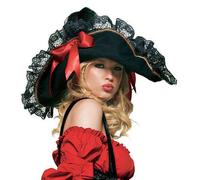 Elegant Pirate Hat with Lace Black-Red