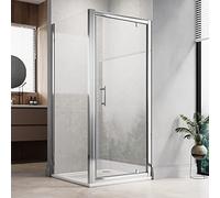 ELEGANT Pivot Shower Door Screen with 6mm Extra Toughened Glass Reversible Shower Cubicle Enclosure (Framed, 700x700mm)
