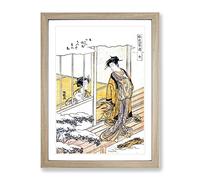 Elegant Play In The Four Seasons By Isoda Koryusai Asian Japanese Framed Print | A4 Oak Framed Wall Art | Ready to Hang | Asian Nature Picture | Living Room Bedroom Lounge Office
