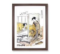 Elegant Play In The Four Seasons By Isoda Koryusai Asian Japanese Framed Print | A4 Walnut Framed Wall Art | Ready to Hang | Asian Nature Picture | Living Room Bedroom Lounge Office