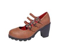 Elegant Pointed Toe Classic Detail Exquisite Upper Comfortable Heel for All Day Wear - Women's High Heels for Everyday Festivals, brown, 6 UK