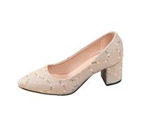Elegant Pointed Toe Stiletto Evening Dress with Sparkling Sequins for Wedding Party and Prom Night (Beige 65)