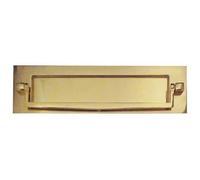 Elegant Polished Brass Postal Knocker 250x76mm for Stylish Entryways - External Front Door Letter Box Plate