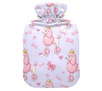 Elegant Poodles Pink Hot Water Bottle with Soft Cover Hot Water Bag for Hot and Cold Compress