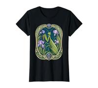 Elegant Praying Mantis Iris Art Nouveau Insect Value Graphic T-Shirt, Women, Black, XL