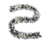 Elegant Pre-Lit Christmas Garland Full Pine Decor Gold White Festive Holiday Home Decoration Mantelpiece Doorway Staircase Ornament 1.5m 1.8m 2.7m(Silver,2.7m)