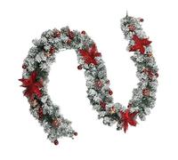 Elegant Pre-Lit Christmas Garland Full Pine Decor Gold White Festive Holiday Home Decoration Mantelpiece Doorway Staircase Ornament 1.5m 1.8m 2.7m(Red,1.8m)
