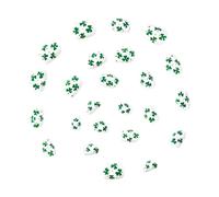 Elegant Press on Sticker Nails White Base Short Square Blingbling Stars and Shamrock Accents Fashion Women ' s Nails