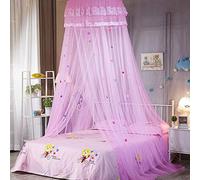 Elegant Princess Lace Dome Mosquito Net Bed Netting Canopy Curtain with Decorative Patch for Children Fly Insect Protection,Pink