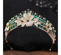Elegant Princess Opal Crystal Big Flower Tiara Women Wedding Party Baroque Queen Crown Hair Dress Accessories EN8 gold