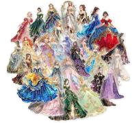 Elegant Princess Stickers 30PCS, Aesthetic Girls Vinyl Decals, Waterproof Scrapbook Stickers for Laptops Water Bottles Journals School Projects DIY Decoration
