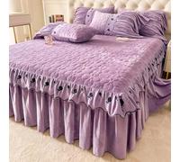 Elegant Princess Style Ruffled Bedding Three-Piece Set, Soft Skin-Friendly Fabric, 2 Pillowcases Included, Fits Double/Queen/King Size Beds(Purple,180x200cm)