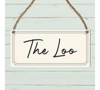 Elegant Private Room Door Sign - Classic Hanging MDF Plaque for Bathroom, Toilet, or Loo - Vintage-Inspired Privacy Sign with Twine - Stylish Home & Business Decor (The Loo)