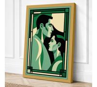 Elegant Profiles Art Deco Canvas Wall Art Print 24x16 Inch (61 x 41 cm)