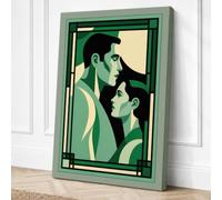 Elegant Profiles Art Deco Canvas Wall Art Print 24x16 Inch (61 x 41 cm)