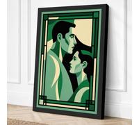 Elegant Profiles Art Deco Canvas Wall Art Print 30x20 Inch (76 x 51 cm)