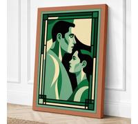 Elegant Profiles Art Deco Canvas Wall Art Print 36x24 Inch (91 x 61 cm)