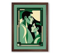 Elegant Profiles Art Deco Framed Wall Art Print A3 (42×29.7cm) Walnut, Wall Decor for Living Room, Bedroom, Office & Home, Ready to Hang, Art Gift