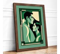 Elegant Profiles Art Deco Framed Wall Art Print A4 (29.7×21cm) Walnut, Wall Decor for Living Room, Bedroom, Office & Home, Ready to Hang, Art Gift