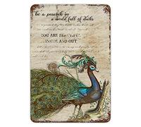 Elegant Proud Peacock Tin Sign You are Beautiful Inside and Out Metal Sign Wildlife Animal Southern Style Art Signag Tin Poster Tiered Tray Sign for Home Half Bath Hotel Patio 8x12in