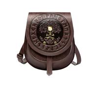 Elegant PU Leather Crossbody Bag for Women Retro Waist Bags with Unique Medieval European Shoulder Bags Gothic Black Satchel