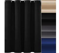 Elegant Pure Black Thermal Blackout Curtains 115x235 cm Soft Opaque Polyester Energy Efficient Light Blocking Drapes Multiple Sizes for Privacy & Comfort