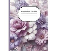 Elegant Purple Floral Composition Notebook - Wide Ruled, 110 Pages, 8.5 x 11