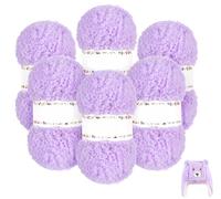 Elegant Purple Fluffy Yarn Bundle - 6x50g Chunky Knitting Wool, Soft Plush Yarn for Crochet Scarves, Baby Blankets, DIY Stuffed Animals & Craft Gifts