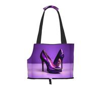 Elegant Purple High Heels With Lipstick Print Pet Tote Bag, Foldable Single Shoulder Pet Carrier For Small Pets Dogs Cats
