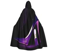 Elegant Purple High Heels with Lipstick print Unisex Medieval Viking Hooded Cape Cloak for Halloween Cosplay, Christmas Party Costume Outfits