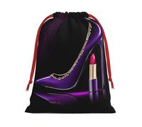 Elegant Purple High Heels With Lipstick Ultra Soft Velvet Gift Bag, Stylish Design, Preferred For Holidays