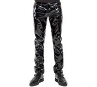 Elegant PVC Trousers for Men, Long Shiny Pants for Dance Club and Punk Style (M Black)
