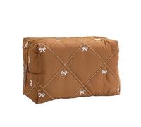 Elegant Quilted Bowknot Design Cosmetic Case with Polyester Materials and Large Storage for Organized Makeup Arrangement Large Capacity Cosmetic Bag
