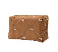 Elegant Quilted Bowknot Design Cosmetic Case with Polyester Materials and Large Storage for Organized Makeup Arrangement Large Capacity Cosmetic Bag