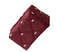 Elegant Quilted Bowknot Design Cosmetic Case with Polyester Materials and Large Storage for Organized Makeup Arrangement Fashionable Organizers