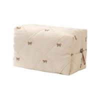 Elegant Quilted Bowknot Design Cosmetic Case with Polyester Materials and Large Storage for Organized Makeup Arrangement Portable Makeup Bag