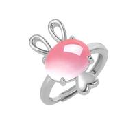 Elegant Rabbit Ring Unique Design With Sparkling Natural Rose Quartz A Dynamic And Attractive Accessory For Any Occasion Boys Rings for Teens (B, One Size)