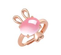 Elegant Rabbit Ring Unique Design With Sparkling Natural Rose Quartz A Dynamic And Attractive Accessory For Any Occasion Boys Rings for Teens (A, One Size)