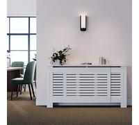 ELEGANT Radiator Cover Horizontal Slat, 140~200W Adjustable Size | Extending Radiator Cabinet White Painted Modern MDF Cabinet for Living Room Bedroom Hallway