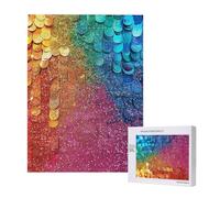 Elegant Rainbow Glittering Colors Glitter Colorful Personalised 500 Piece Wooden Jigsaw Puzzle For Adults, Custom Portrait Picture