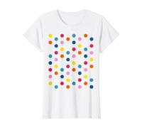 Elegant Rainbow Multicolor Polka Dot on White 2 Shapes Mania Value Graphic T-Shirt, Women, White, XL