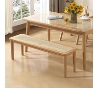 Elegant Rattan Entryway Bench for 2, Original Design 120x30x45 cm, Perfect for Living Room, Kitchen, Hallway & Bedroom, Stylish Indoor Seating Solution